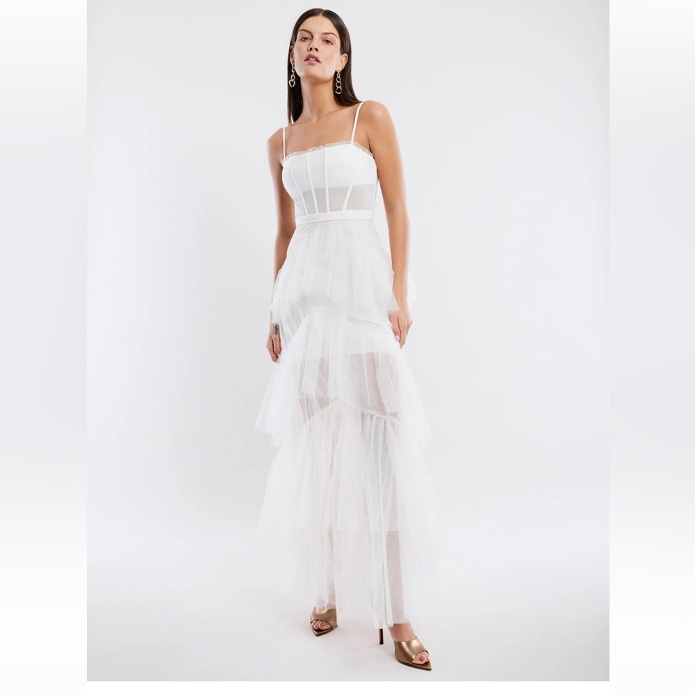 BCBGMaxAzria White Layered Wedding Dress